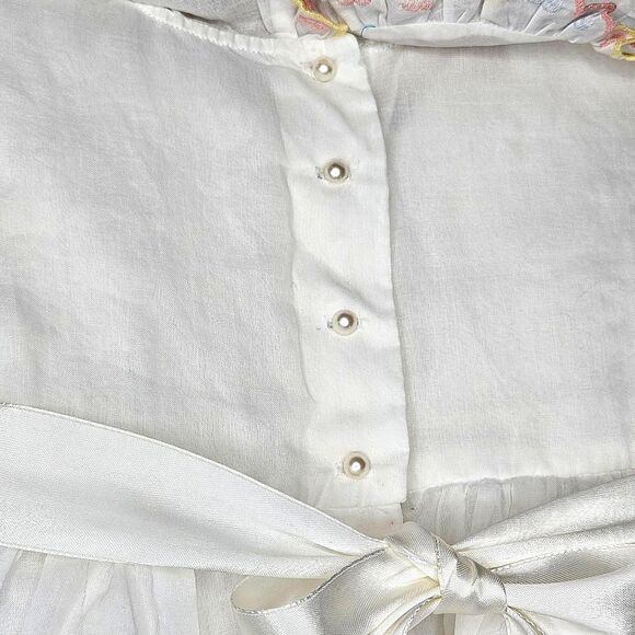 Leonarda Designs White Organza Overlay & Embroidered Cotton Puff Sleeve Dress - Picture 8 of 11